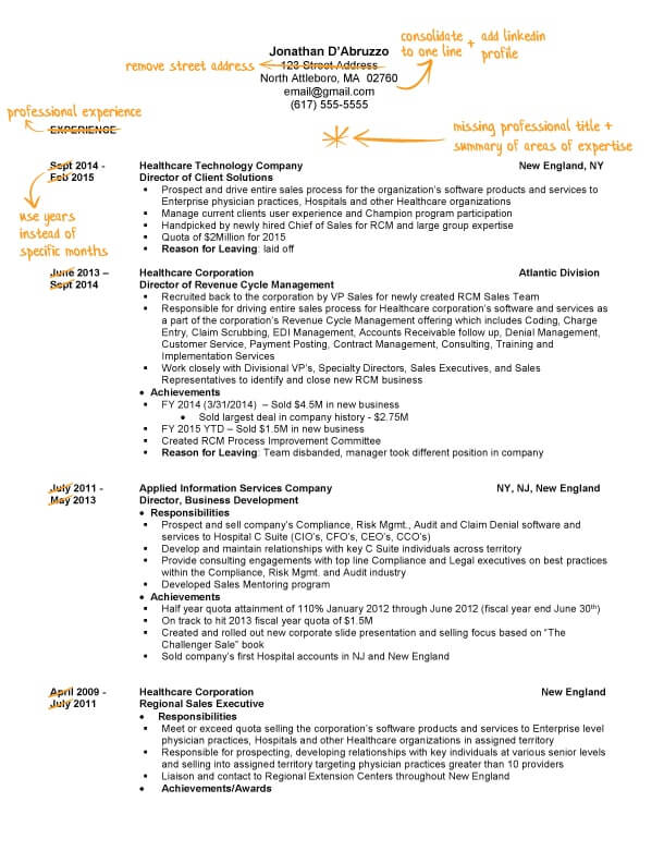 Jon's resume before Careerminds
